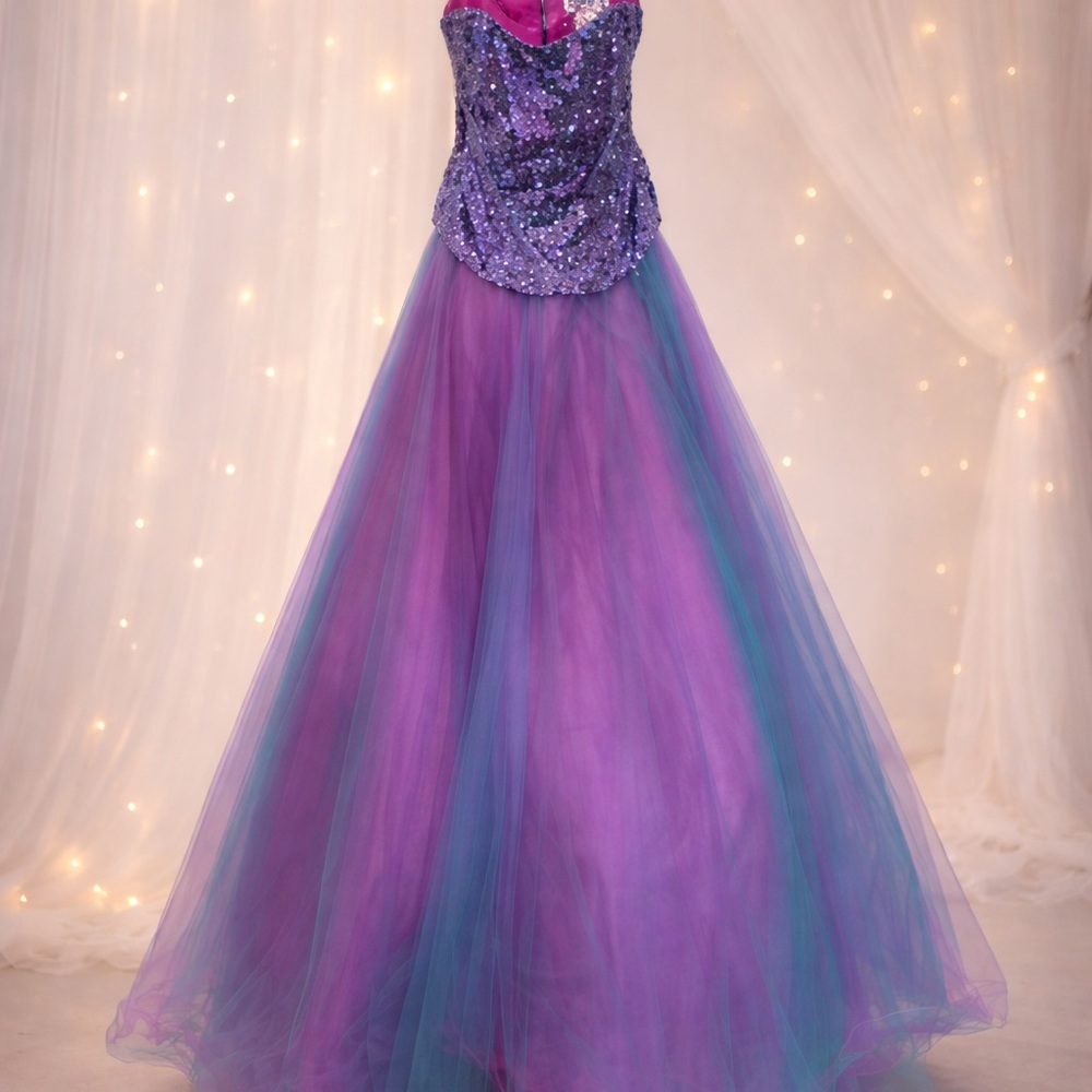 Jovani Y2K Dead-stock sequin strapless multicolor tulle gown NWT